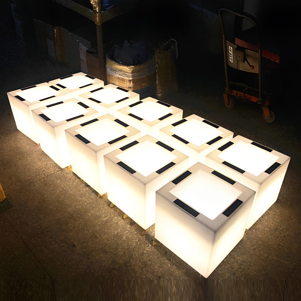 Square Waterproof LED Solar Light Flower Pots for Outdoor Garden Decor