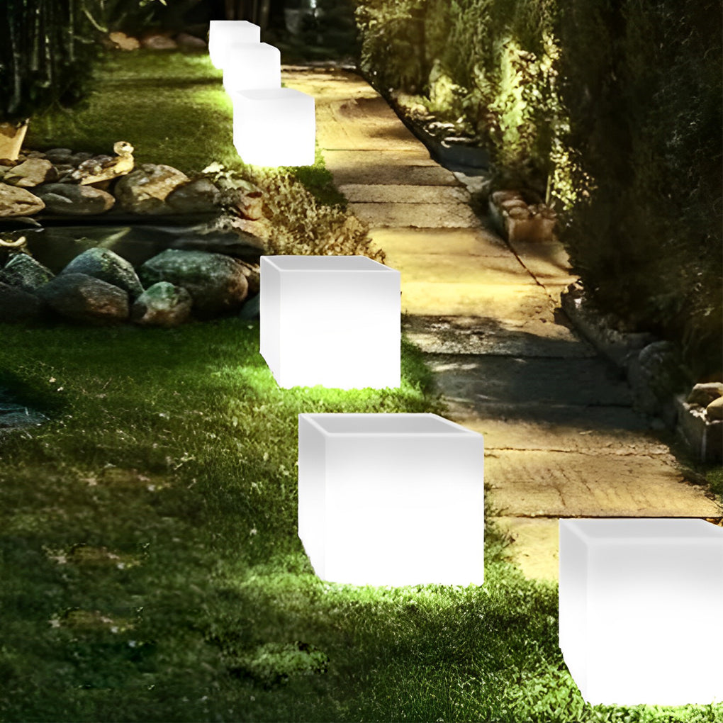 Square Waterproof LED Solar Light Flower Pots for Outdoor Garden Decor