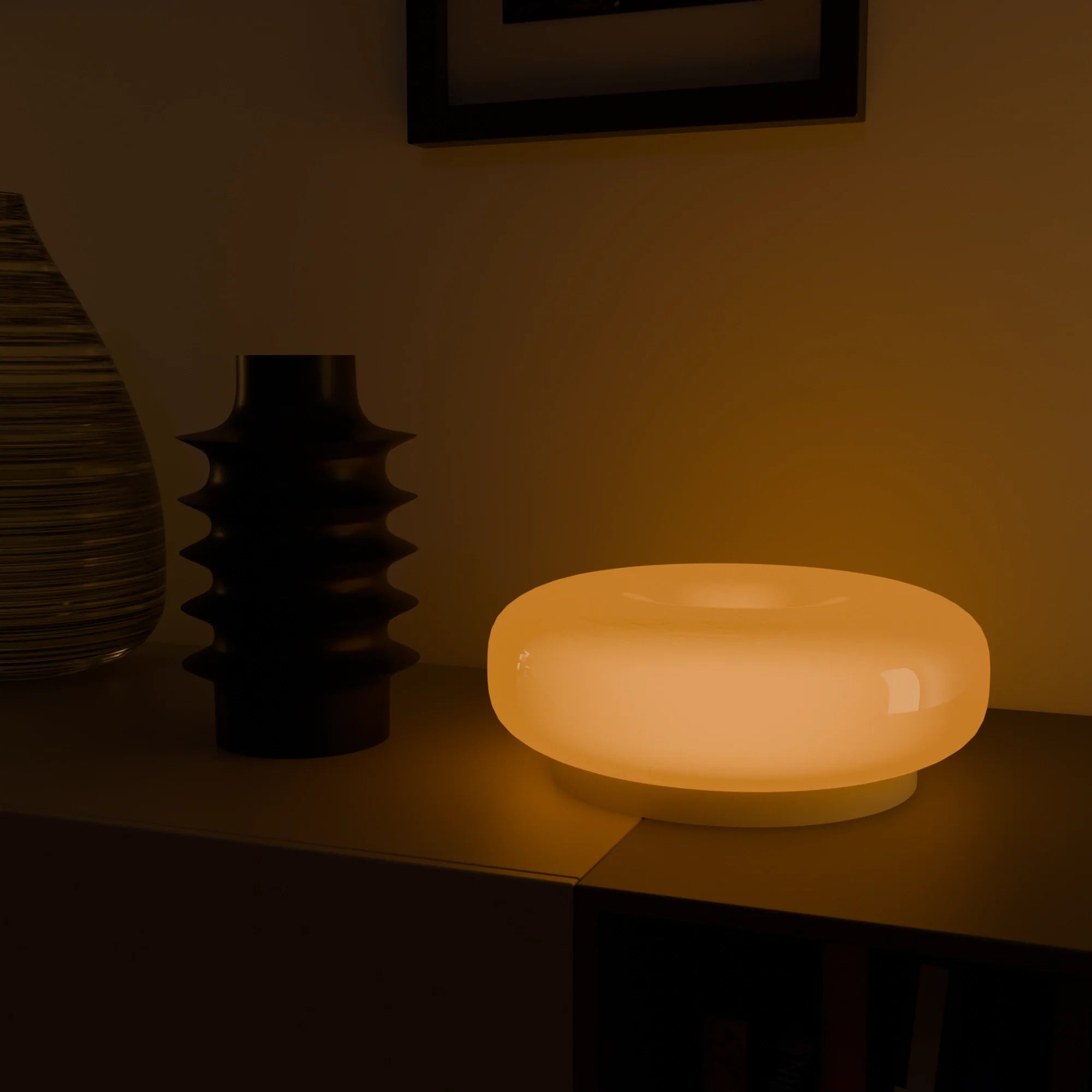 Elegant White Ceramic Donut Table Lamp for Living Room Bedroom Decor