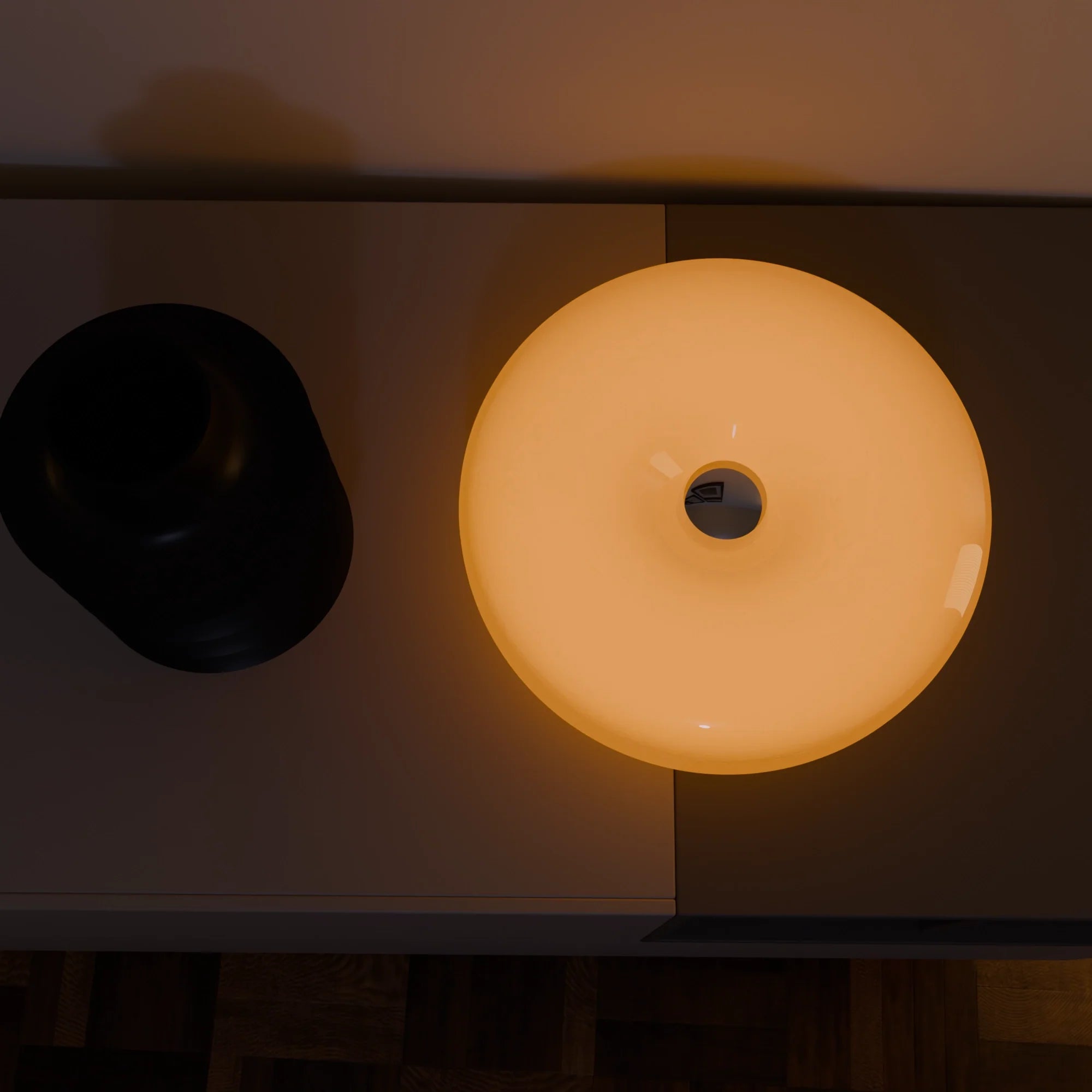 Modern White Ceramic Lumo Donut LED Table Lamp for Bedroom Decor