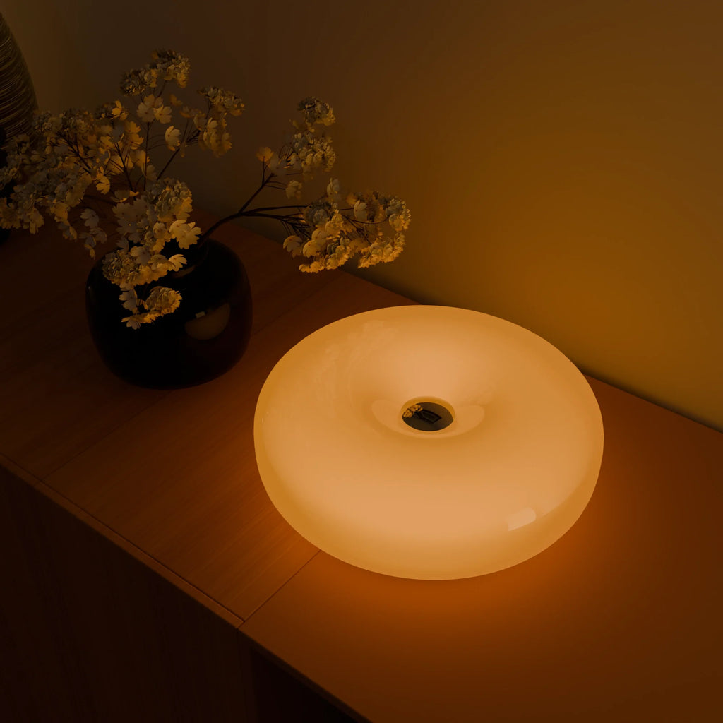 Elegant White Ceramic Donut Table Lamp for Living Room Bedroom Decor