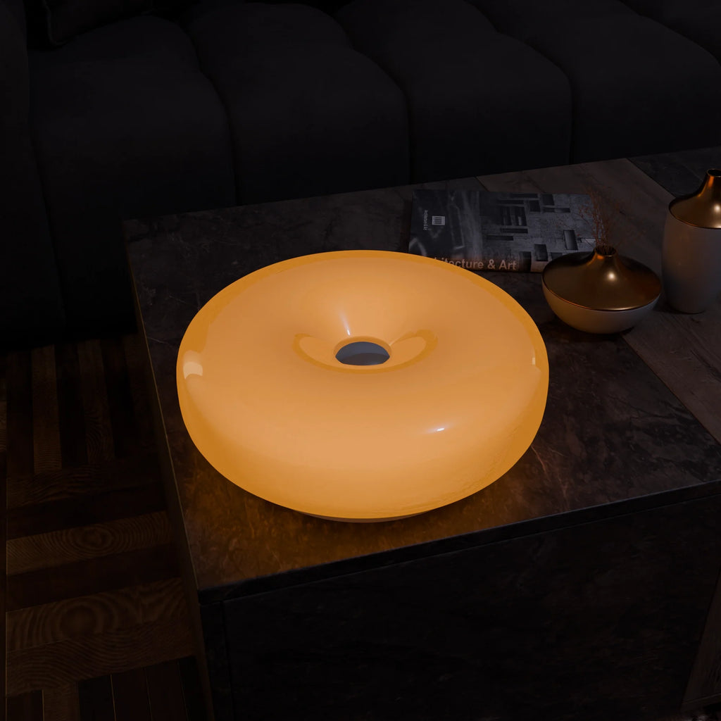 Elegant White Ceramic Donut Table Lamp for Living Room Bedroom Decor