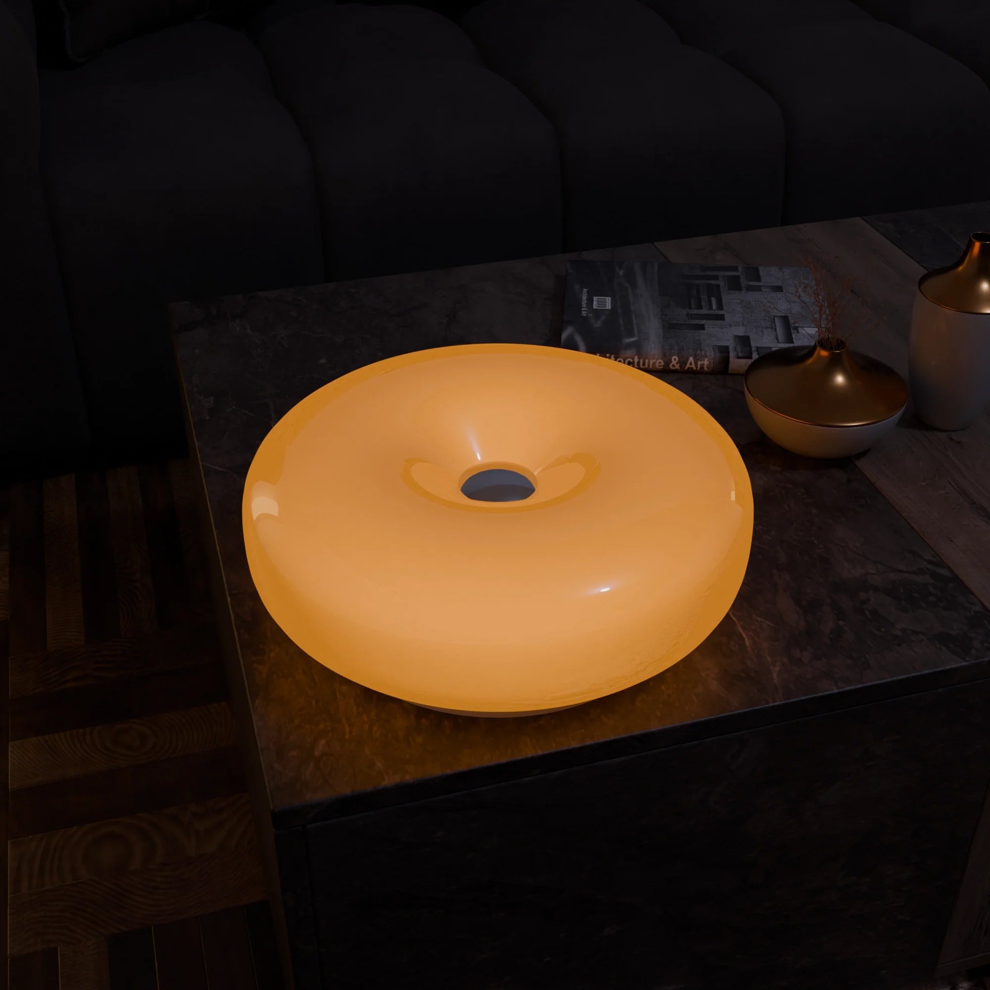 Modern White Ceramic Lumo Donut LED Table Lamp for Bedroom Decor