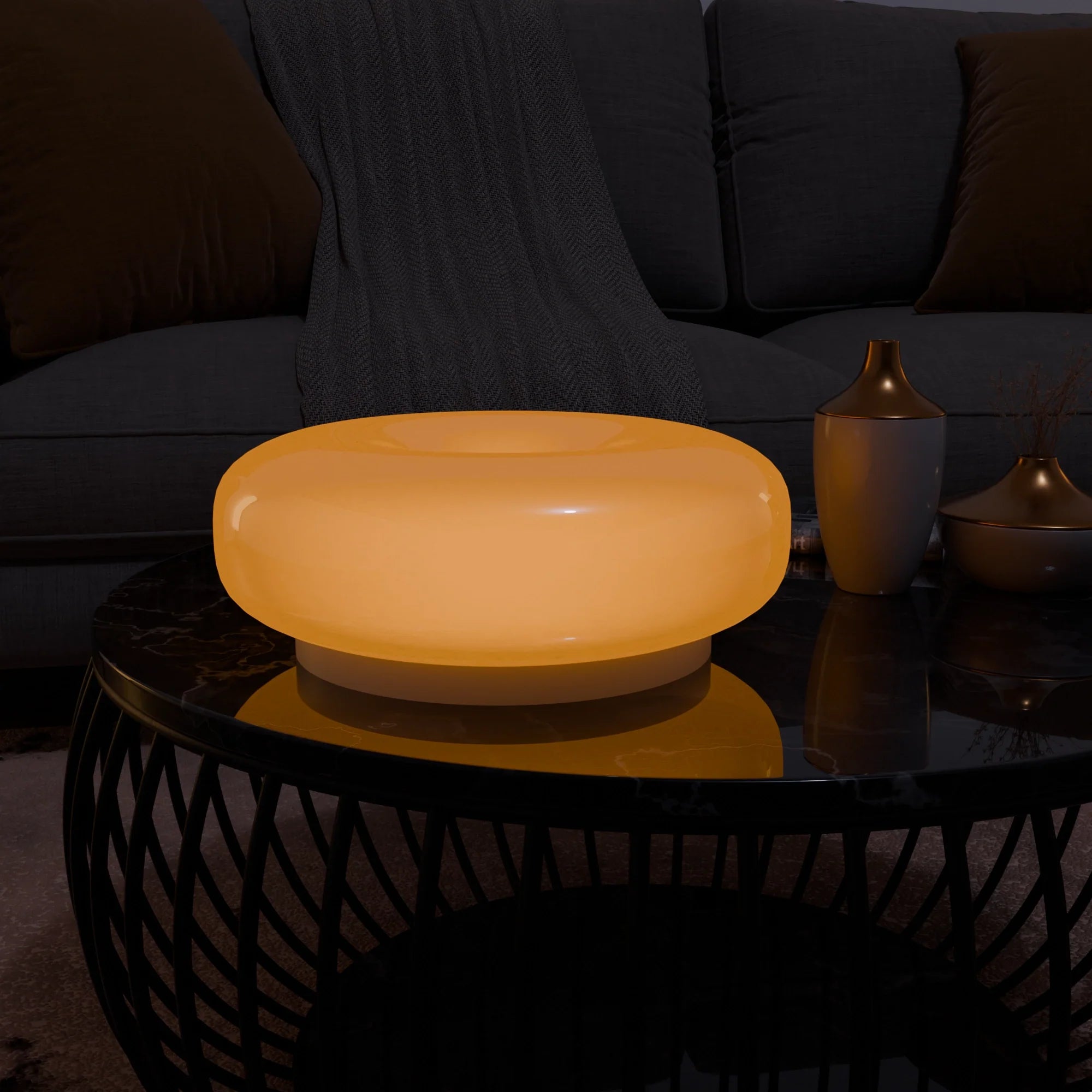 Modern White Ceramic Lumo Donut LED Table Lamp for Bedroom Decor