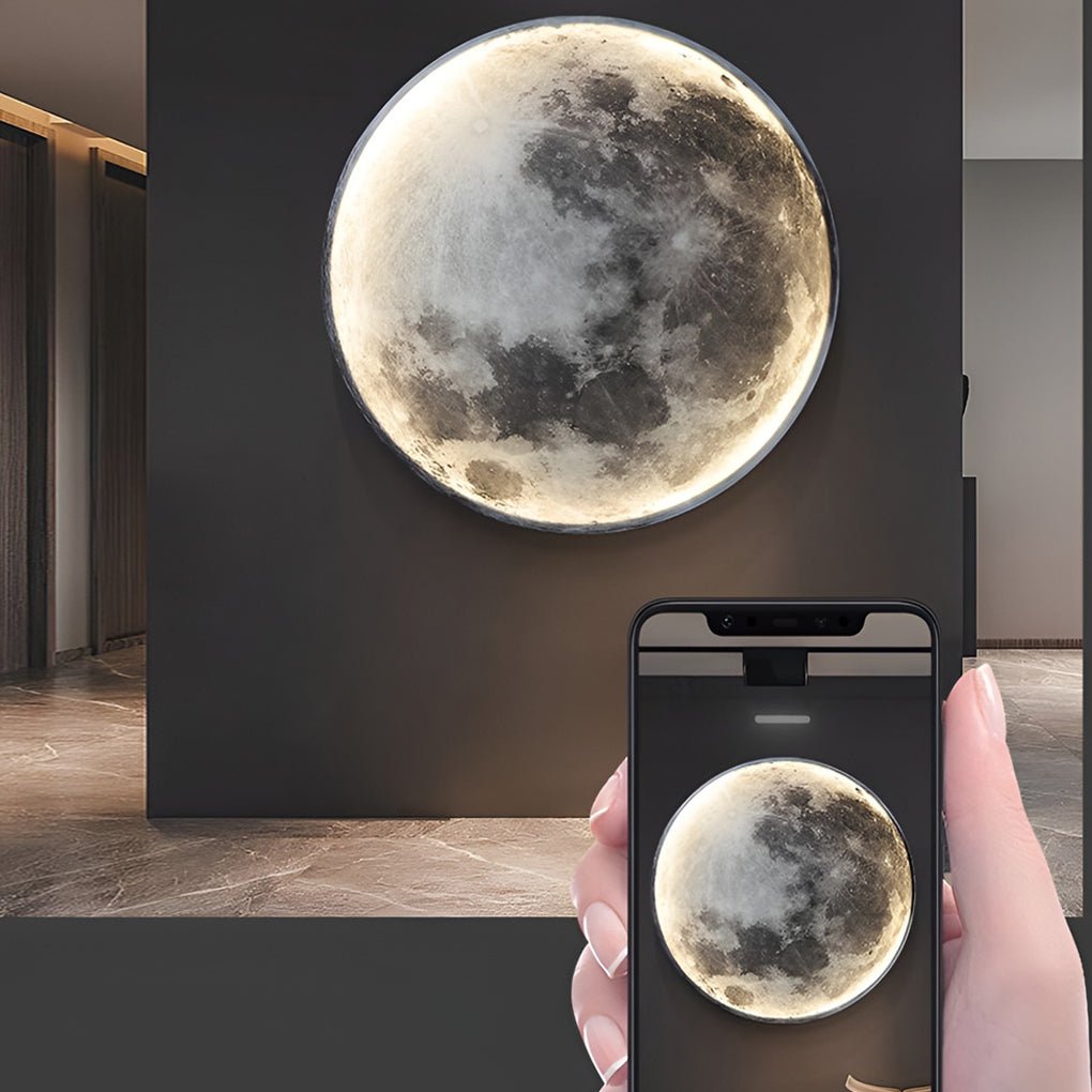 Artistic Round LED Full Moon Wall Lamp in White for Modern Decor