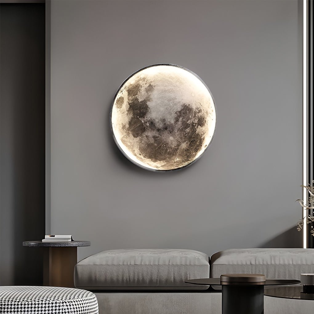 Artistic Round LED Full Moon Wall Lamp in White for Modern Decor