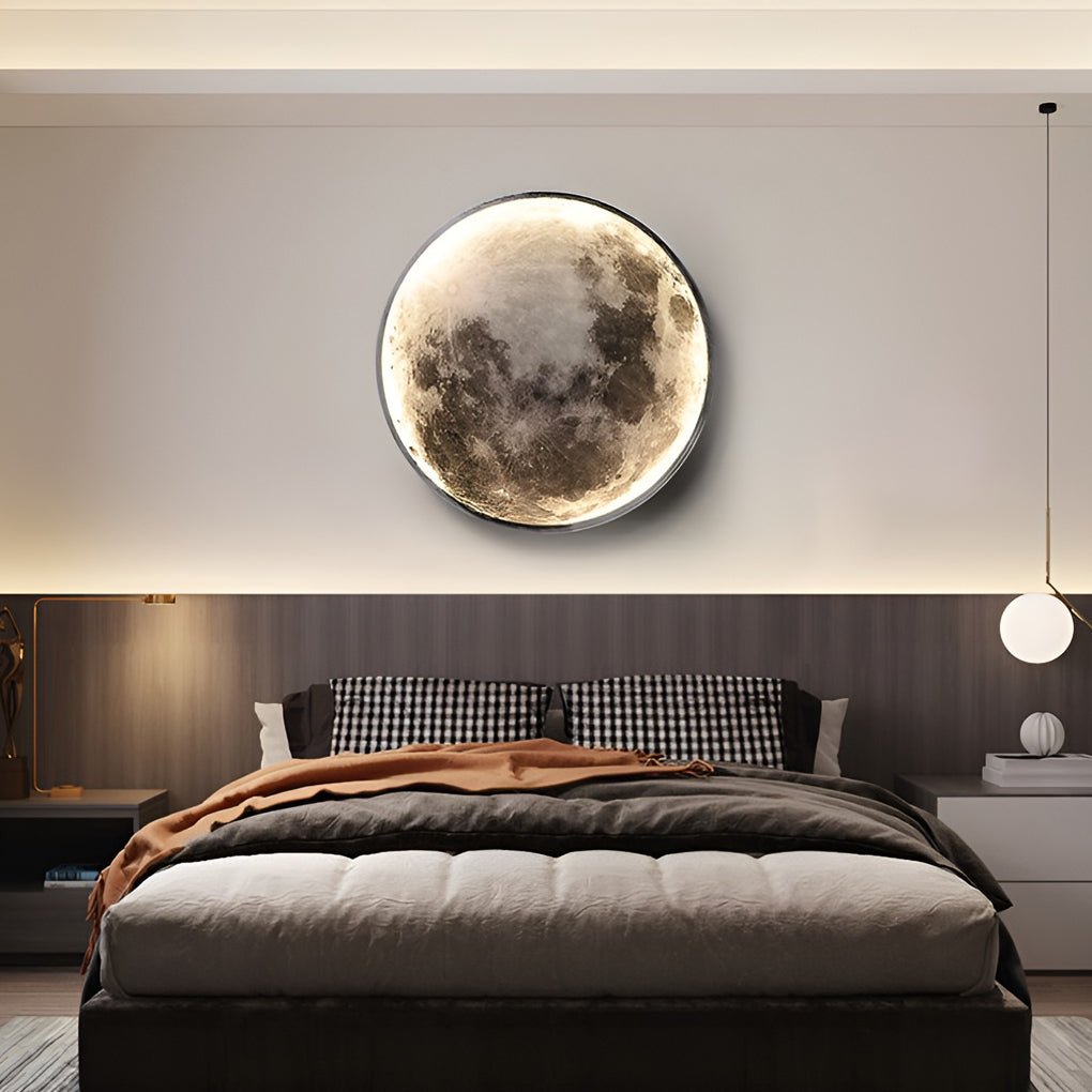 Artistic Round LED Full Moon Wall Lamp in White for Modern Decor