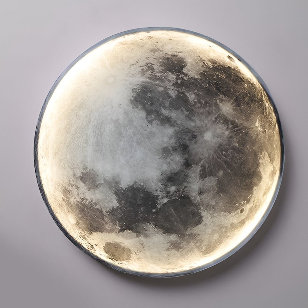 Artistic Round LED Full Moon Wall Lamp in White for Modern Decor