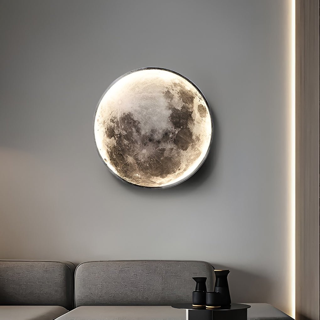 Artistic Round LED Full Moon Wall Lamp in White for Modern Decor