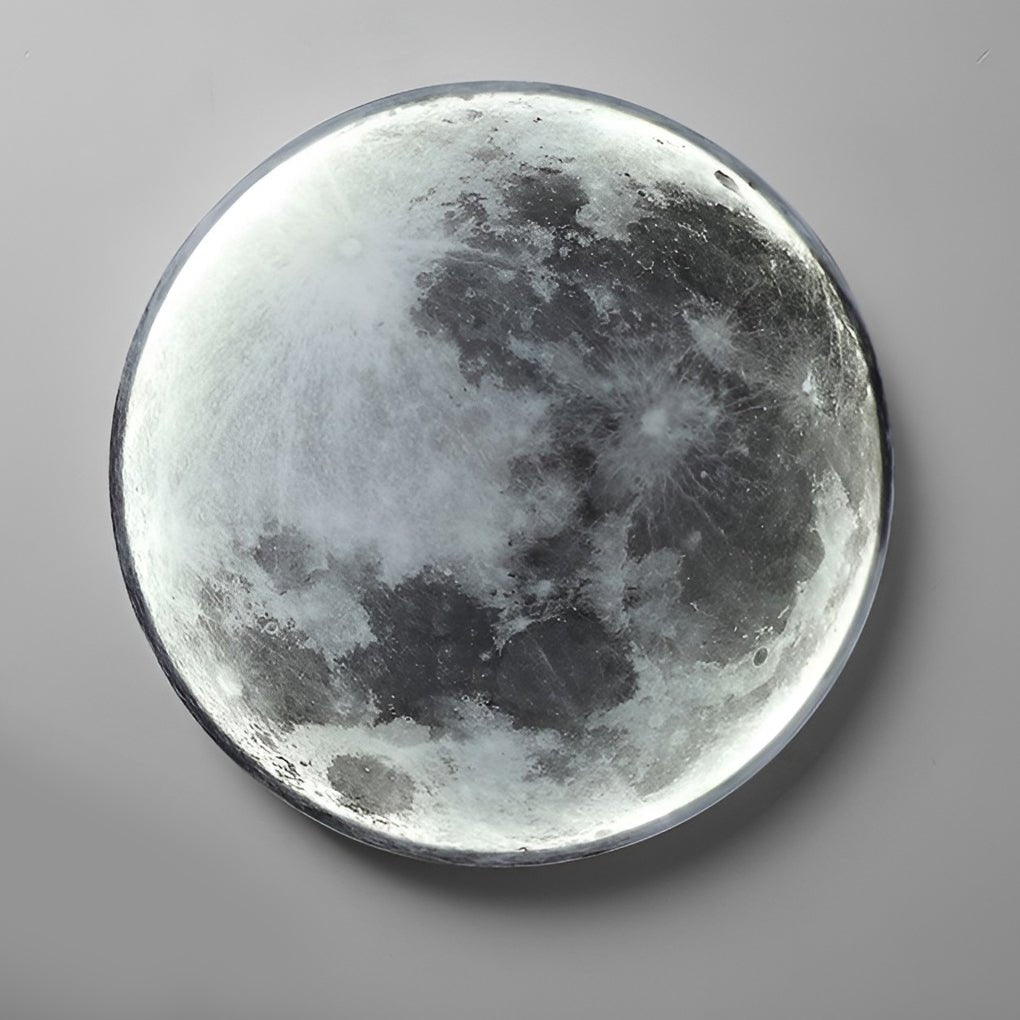 Artistic Round LED Full Moon Wall Lamp in White for Modern Decor