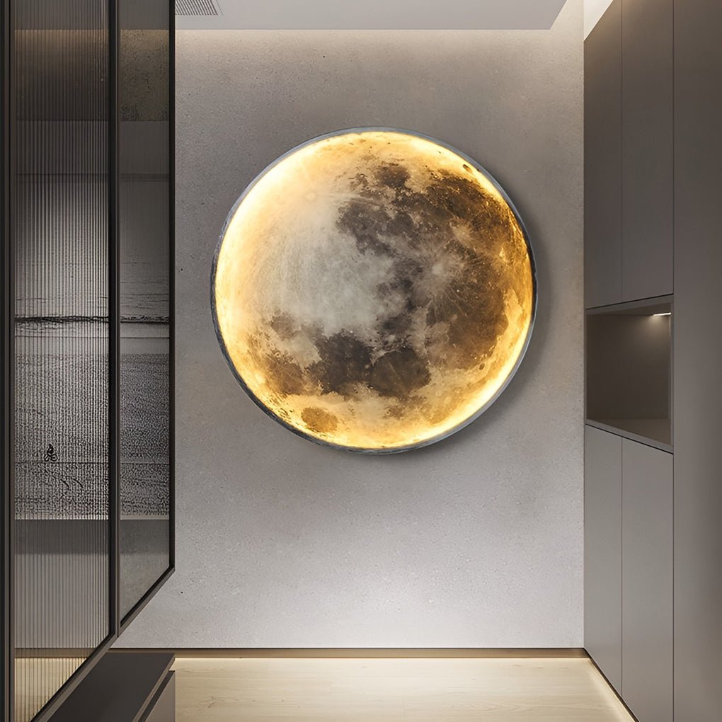 Artistic Round LED Full Moon Wall Lamp in White for Modern Decor