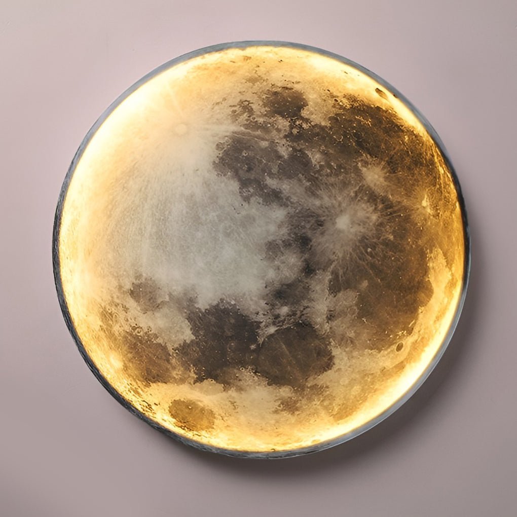 Artistic Round LED Full Moon Wall Lamp in White for Modern Decor