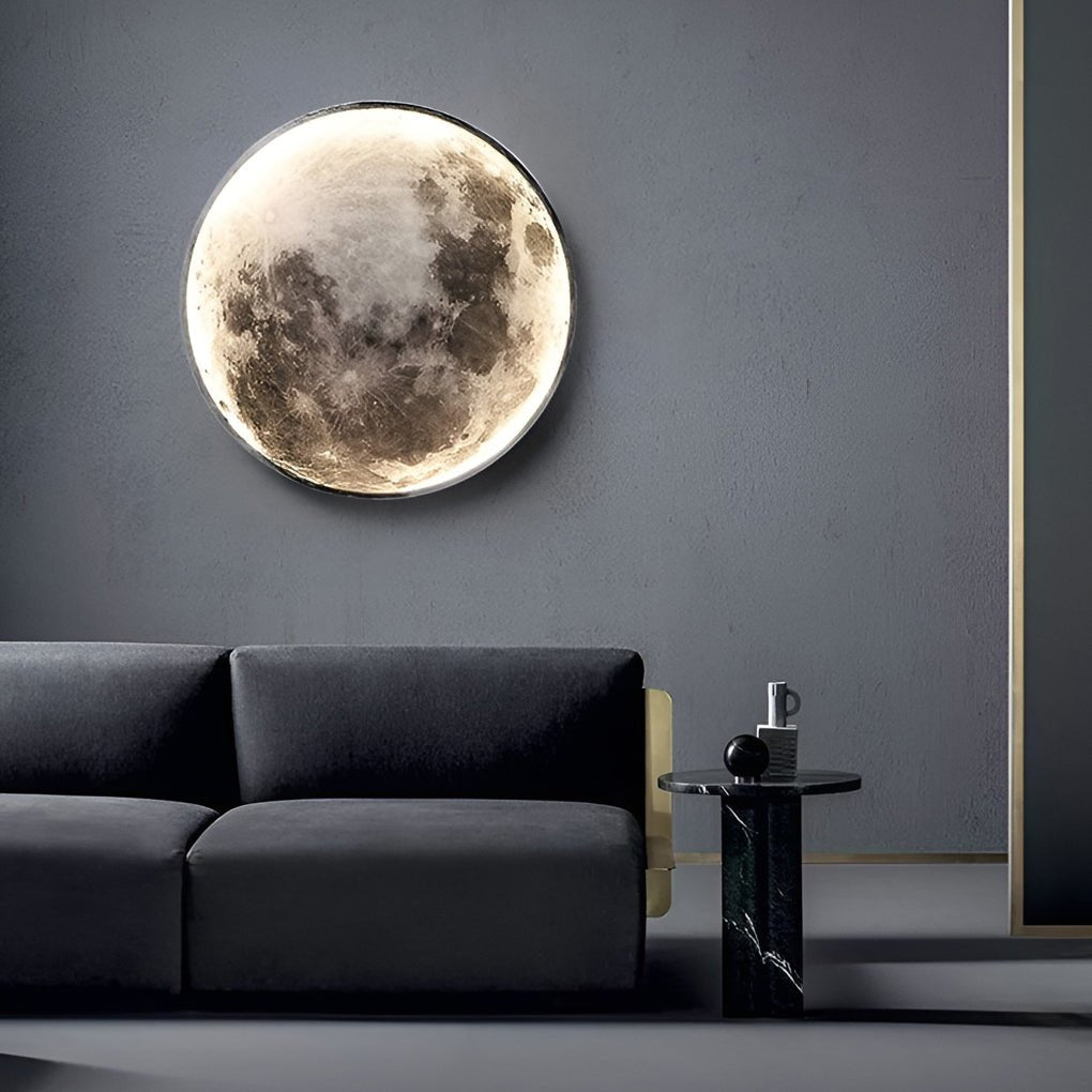 Artistic Round LED Full Moon Wall Lamp in White for Modern Decor