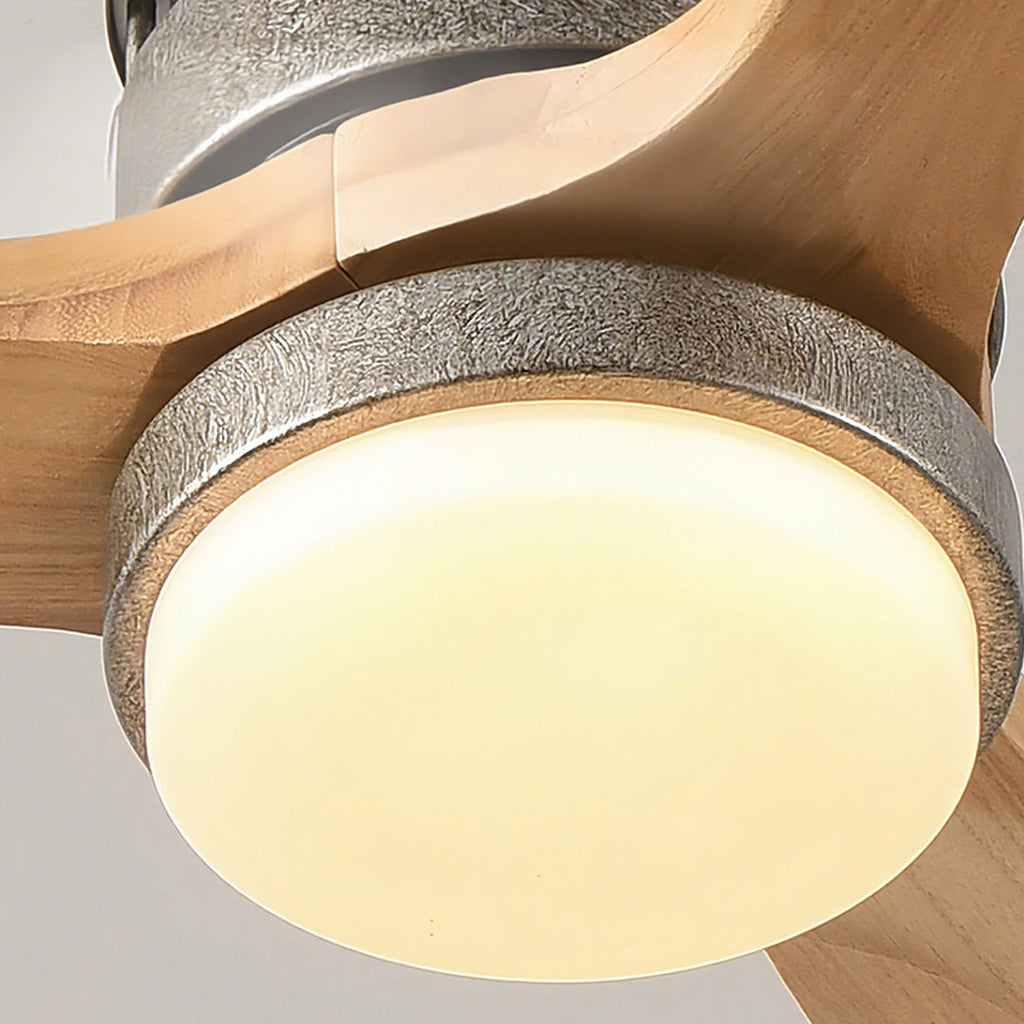 Rustic Wood 3-Blade Ceiling Fan with Light & Remote for Living Room