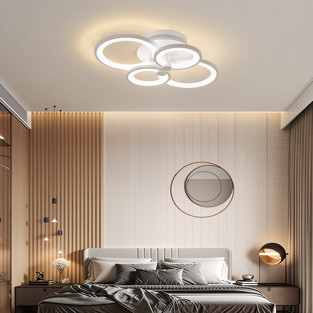 Elegant Modern Overlapping Ring Ceiling Light Fixture in Gold for Living Room