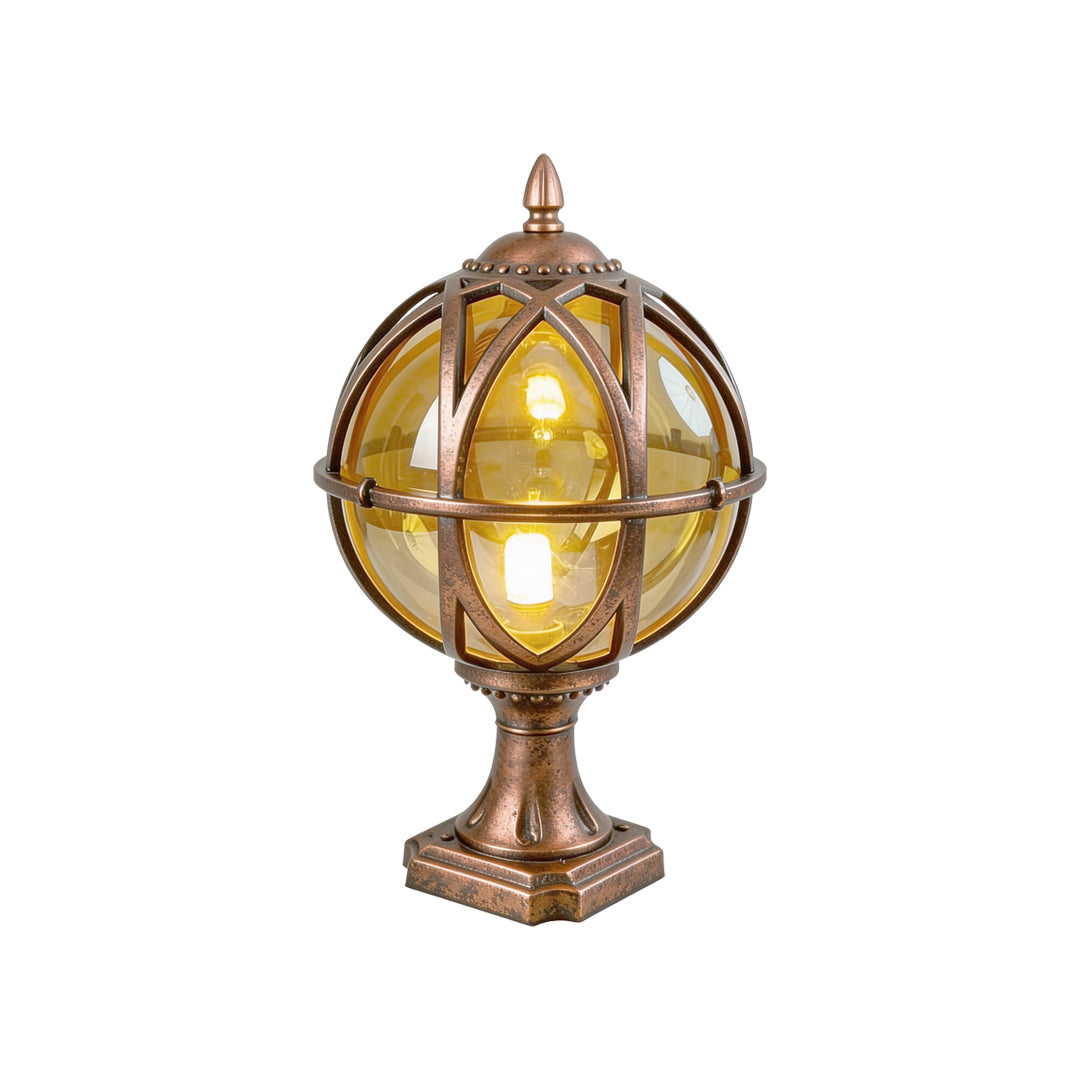 Elegant Frosted Glass Globe Pillar Light Outdoor Waterproof Lamp