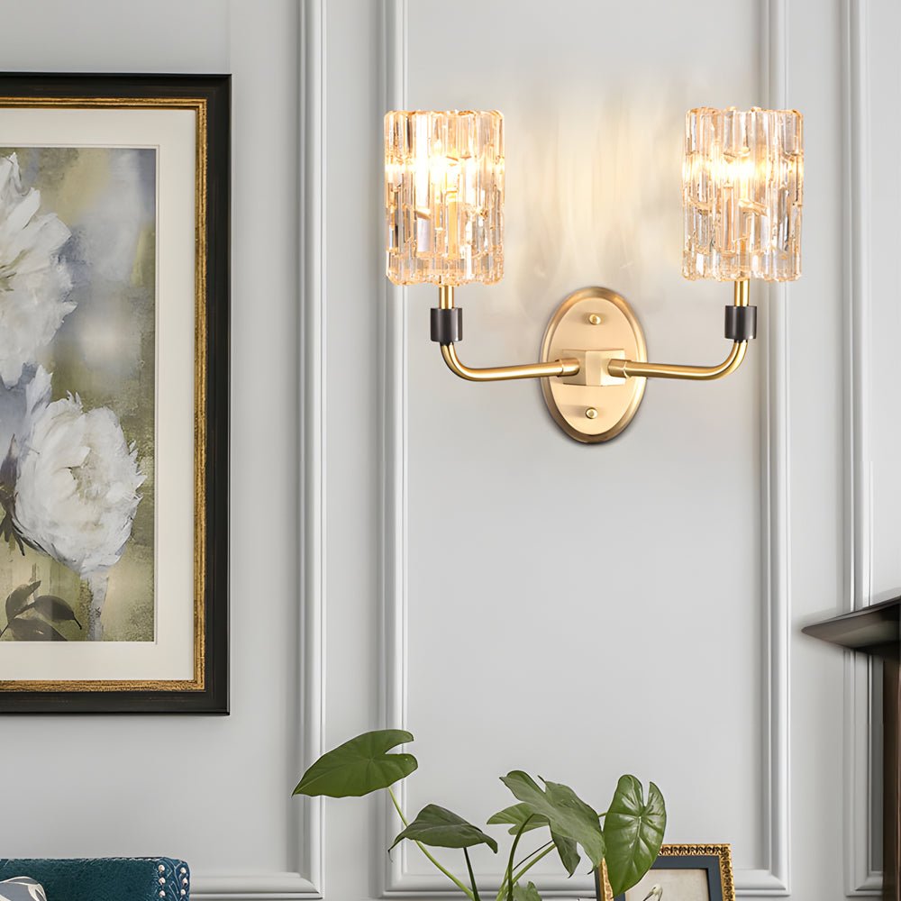 Luxurious Gold Crystal Wall Sconce Lamp for Elegant Living Room Decor
