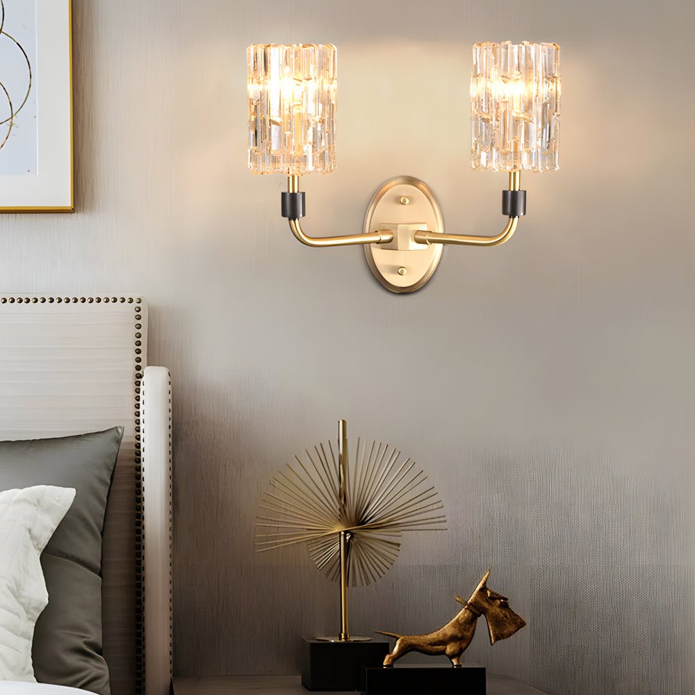 Luxurious Gold Crystal Wall Sconce Lamp for Elegant Living Room Decor