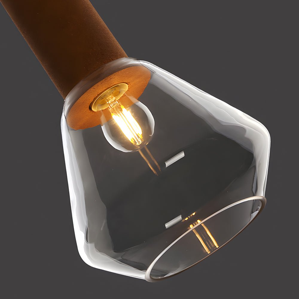 Copper Glass Jar Wood Pendant Light Fixture for Dining Room Décor