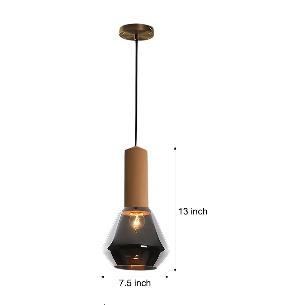 Copper Glass Jar Wood Pendant Light Fixture for Dining Room Décor