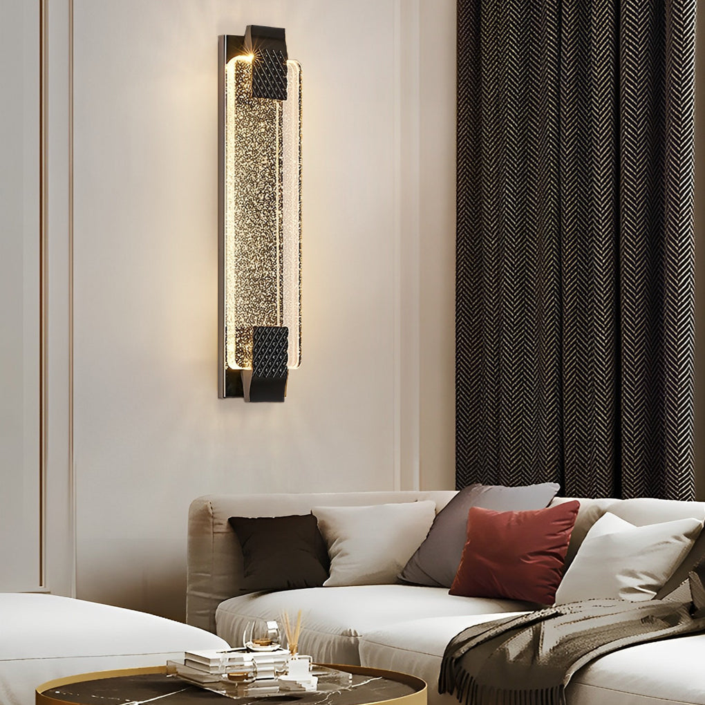 Sleek Silver Linear LED Crystal Wall Light for Modern Living Room Decor