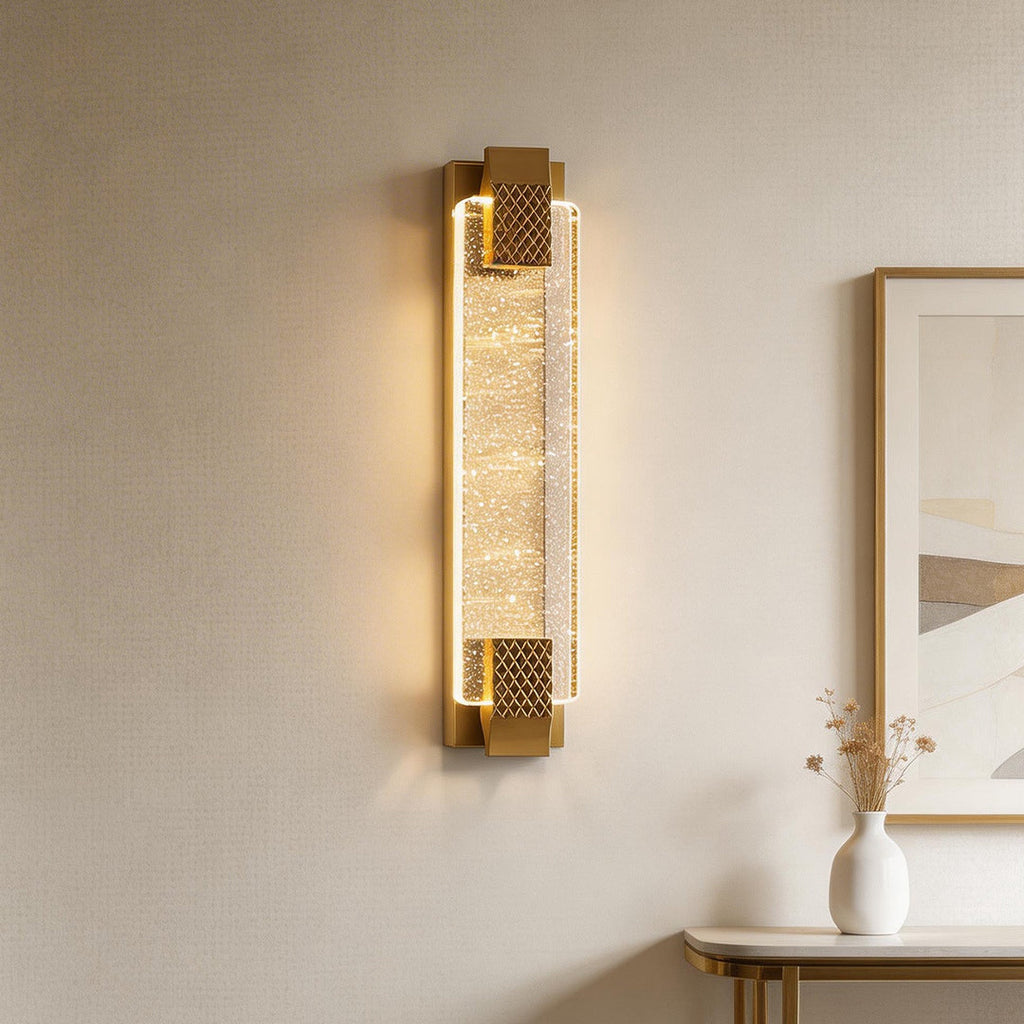 Sleek Silver Linear LED Crystal Wall Light for Modern Living Room Decor