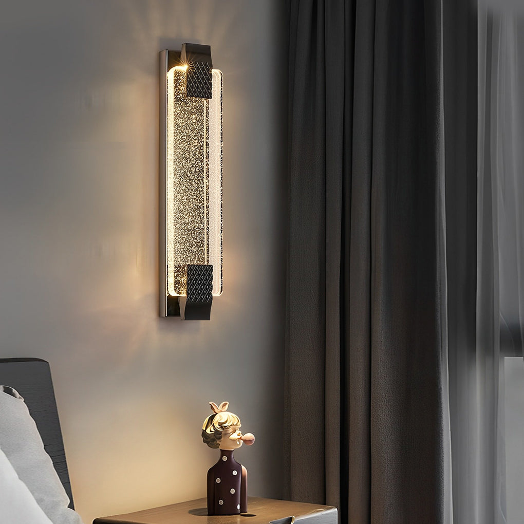 Sleek Silver Linear LED Crystal Wall Light for Modern Living Room Decor