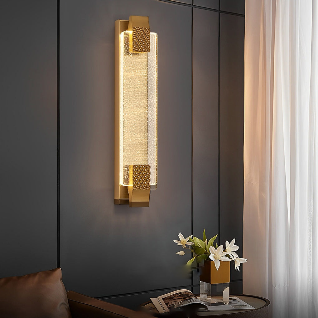 Sleek Silver Linear LED Crystal Wall Light for Modern Living Room Decor
