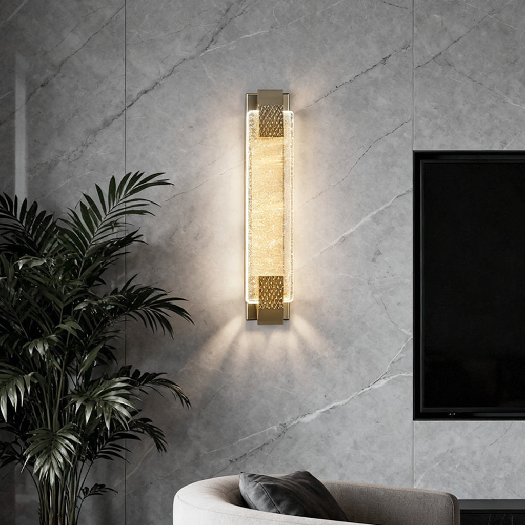 Sleek Silver Linear LED Crystal Wall Light for Modern Living Room Decor