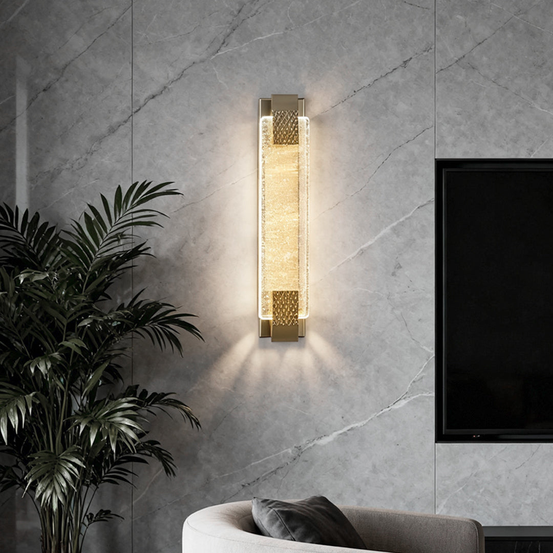 Sleek Silver Linear LED Crystal Wall Light for Modern Living Room Decor