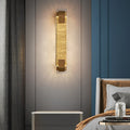 Sleek Silver Linear LED Crystal Wall Light for Modern Living Room Decor