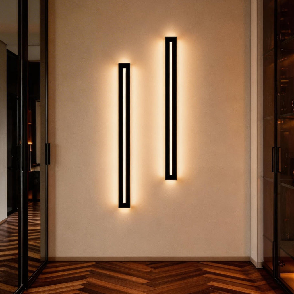 Modern Black Iron Linear LED Wall Sconce for Living Room Decor