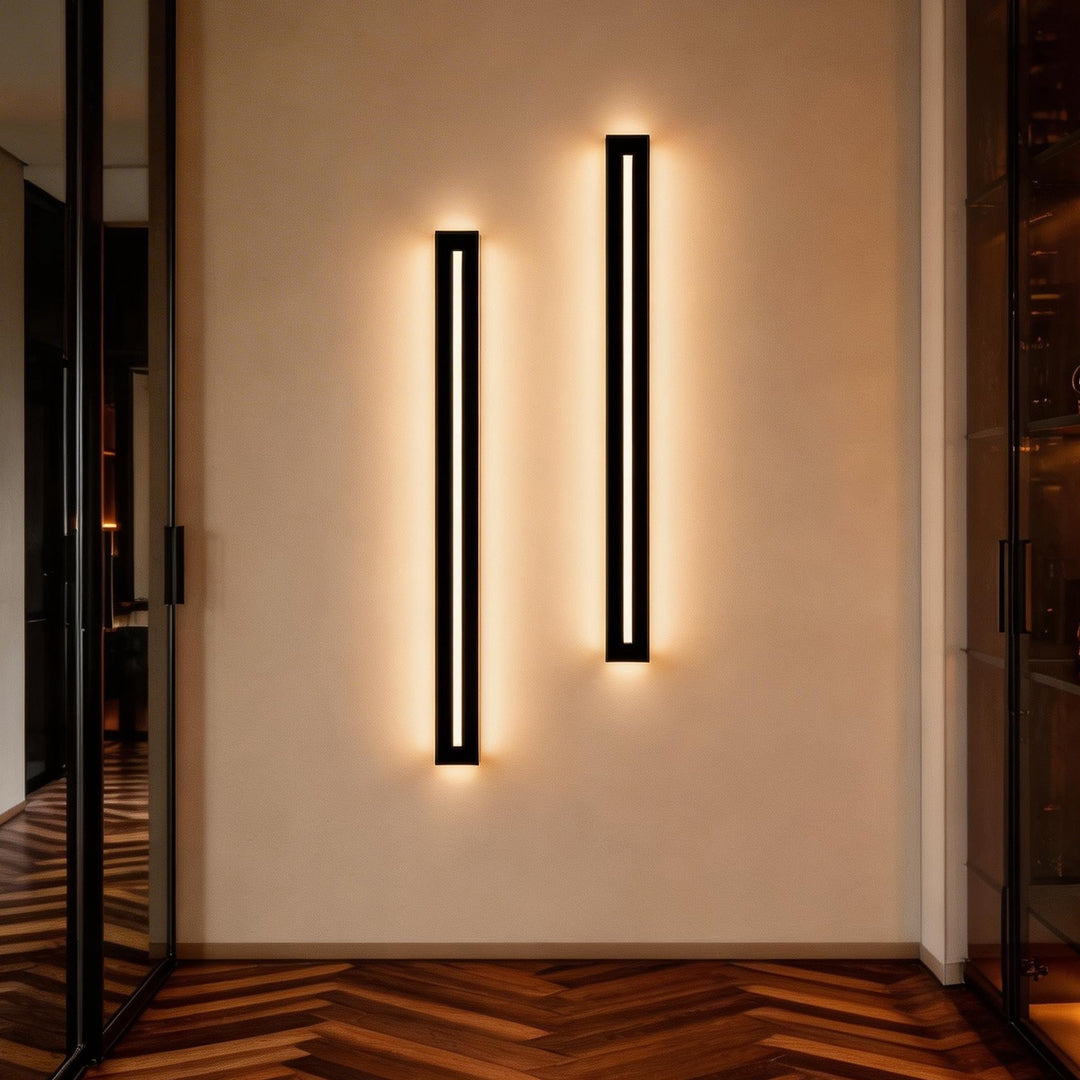 Sleek Black Iron LED Linear Wall Sconces for Modern Living Room Decor