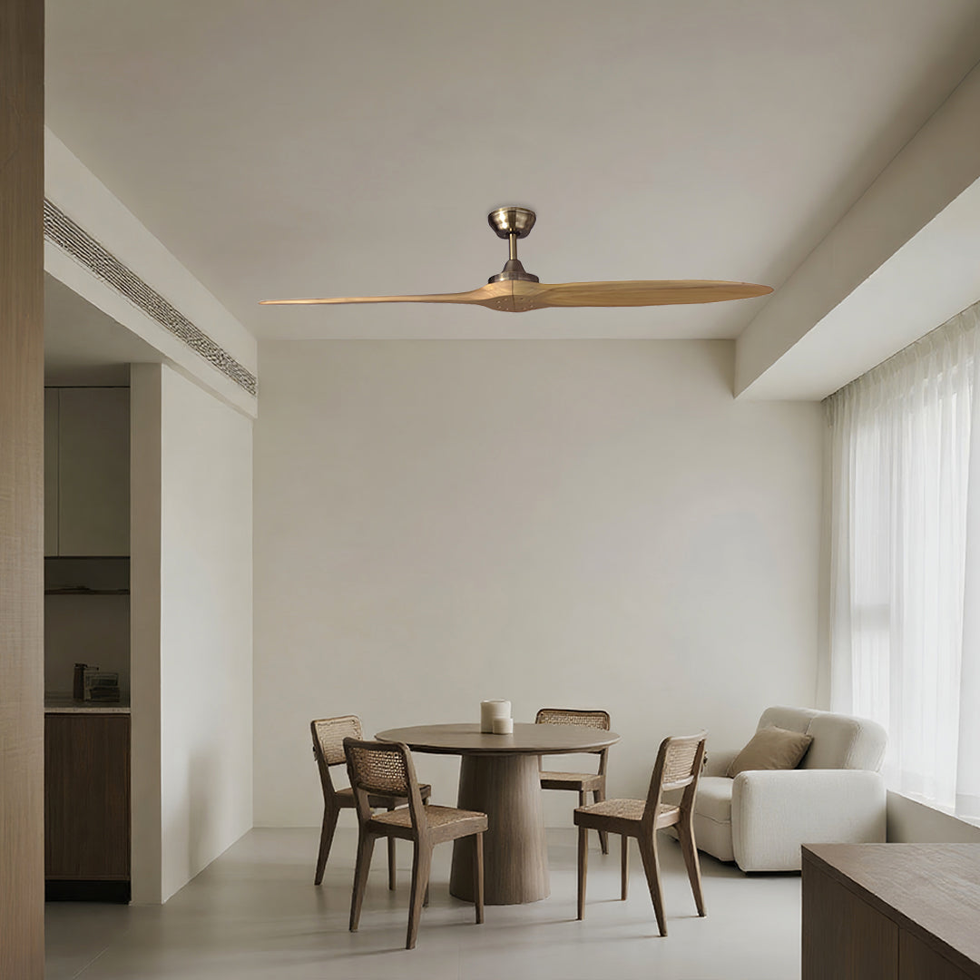 Large Modern Wood Propeller Ceiling Fan with Remote for Living Room