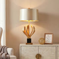 Rustic Vintage Metal Nightstand Lamp with Creative Fabric Shade for Bedroom