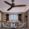 Modern Wood 3-Blade Ceiling Fan with Light for Living Room and Bedroom