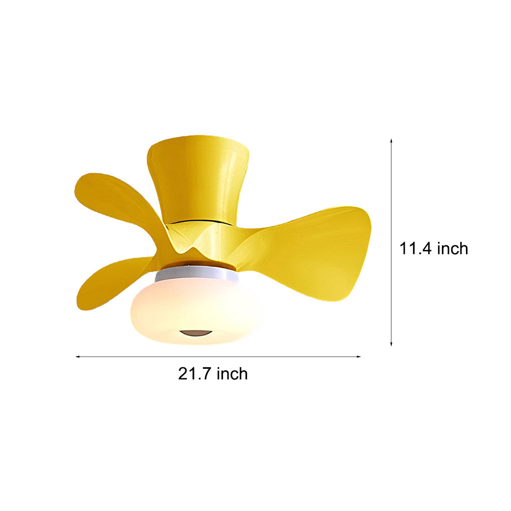 Modern White Macaron LED Ceiling Fan with Light for Living Room Decor