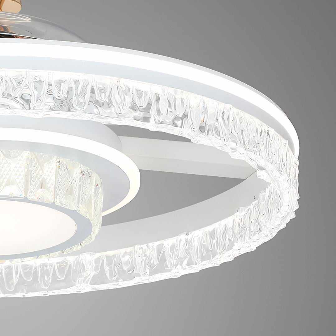 White Aluminum Nordic Ceiling Fan with Round Light for Modern Homes