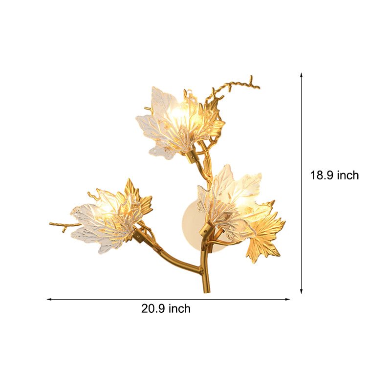 Artistic Maple Leaves Glass LED Wall Lamp for Luxury Postmodern Decor