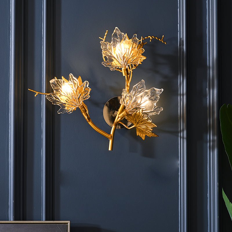 Artistic Maple Leaves Glass LED Wall Lamp for Luxury Postmodern Decor