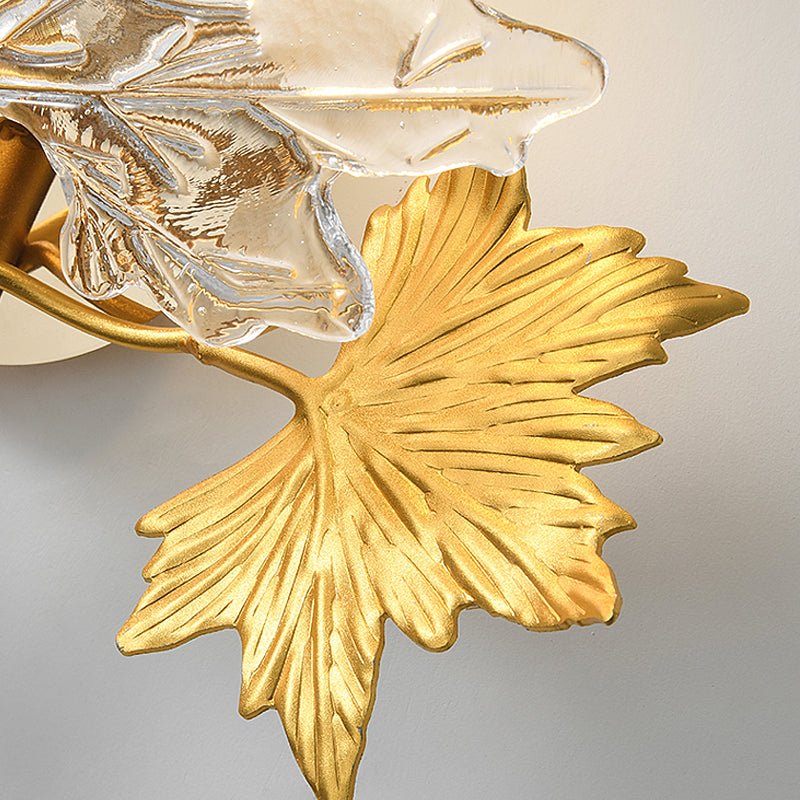 Artistic Maple Leaves Glass LED Wall Lamp for Luxury Postmodern Decor