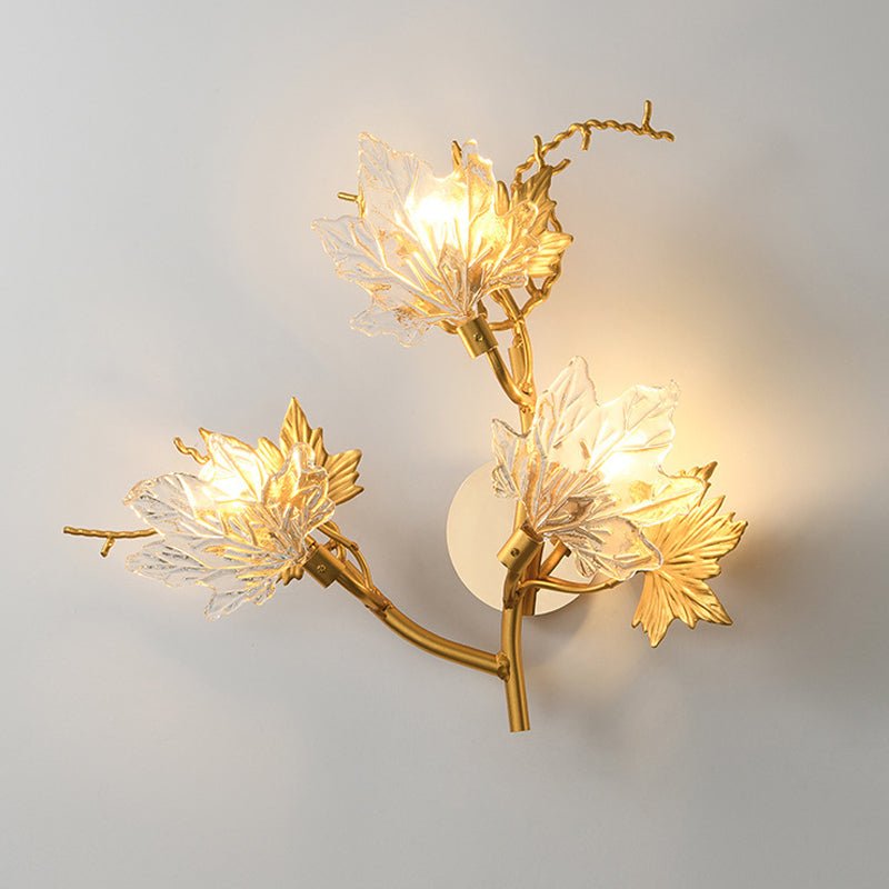 Artistic Maple Leaves Glass LED Wall Lamp for Luxury Postmodern Decor