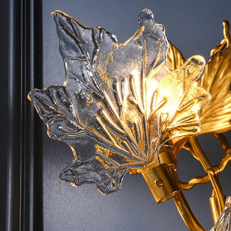 Artistic Maple Leaves Glass LED Wall Lamp for Luxury Postmodern Decor