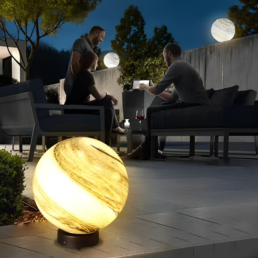 Contemporary White Globe Pillar Light Fixture for Outdoor Fencing