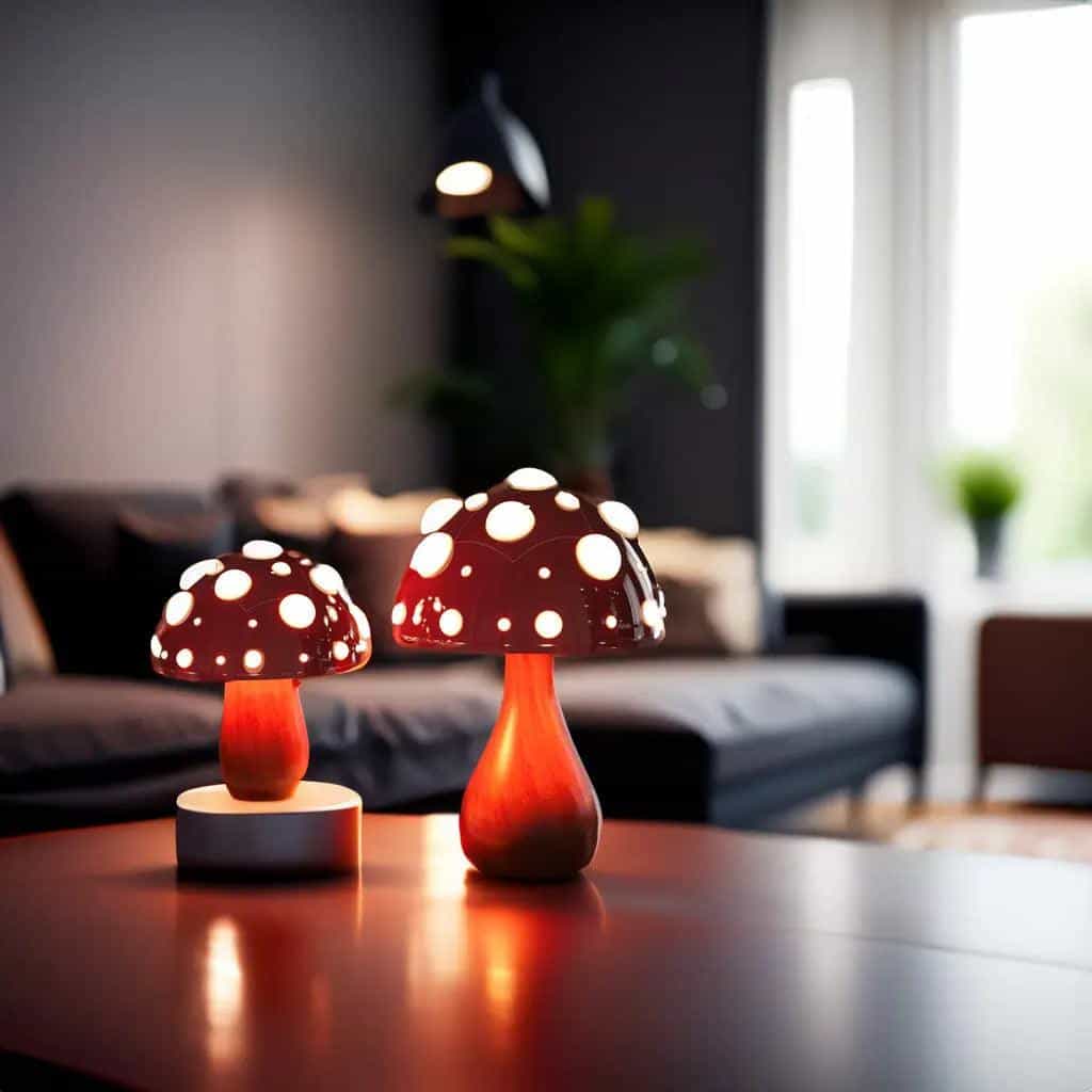 Elegant Matsutake Mushroom LED Table Lamp in Natural Wood for Cozy Spaces