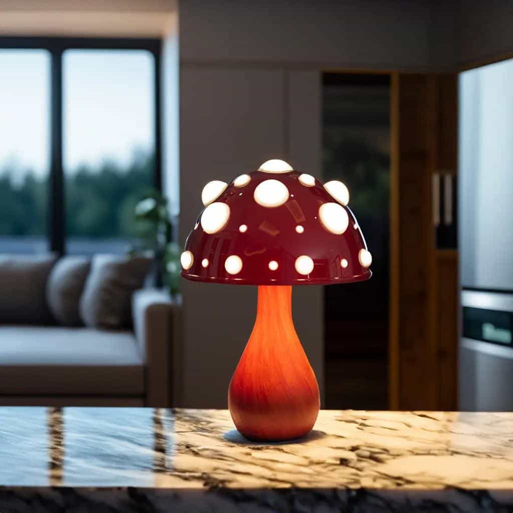 Elegant Matsutake Mushroom LED Table Lamp in Natural Wood for Cozy Spaces