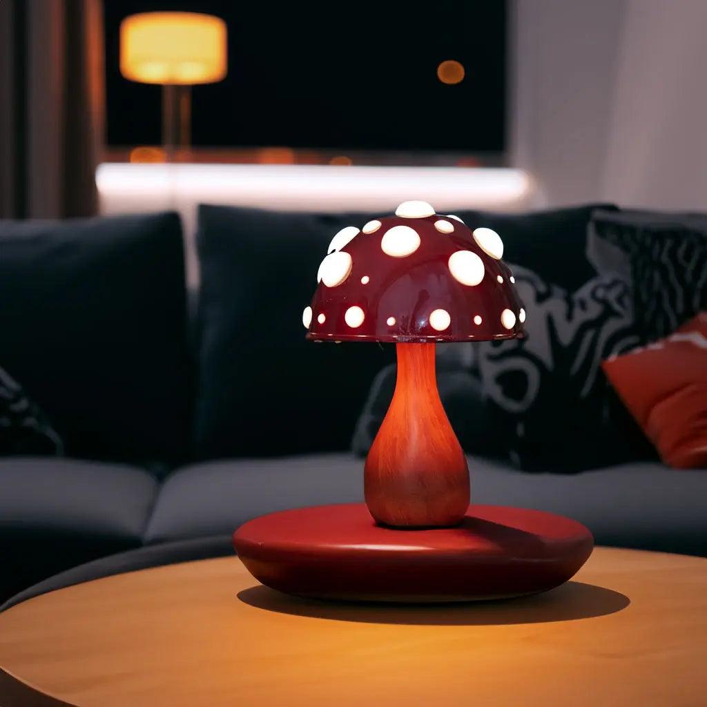Elegant Matsutake Mushroom Table Lamp in Natural Wood Finish for Living Room
