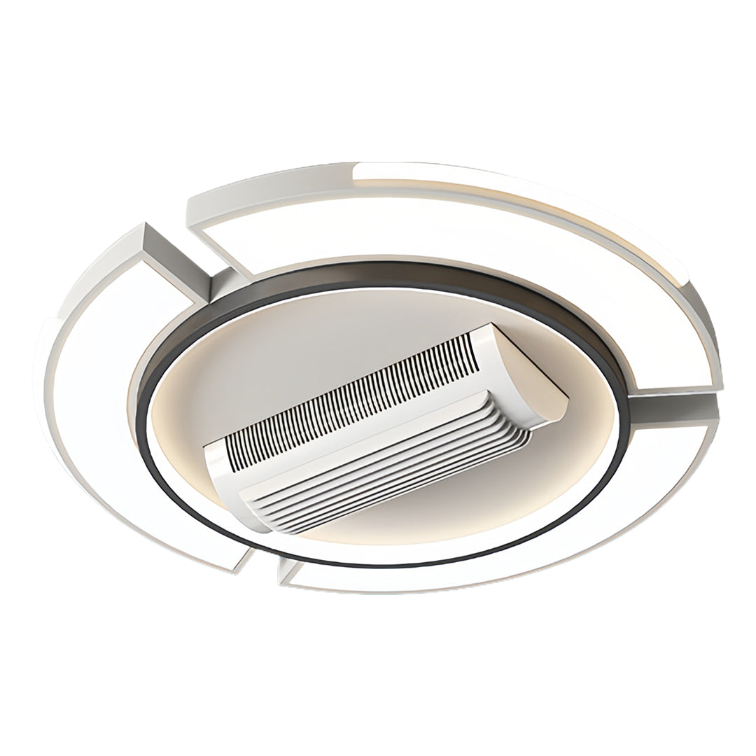 Modern Bladeless LED Ceiling Fan with Light, White for Living Room