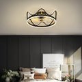 Elegant Gold and Black Crown-Shaped Ceiling Fan Light for Living Room