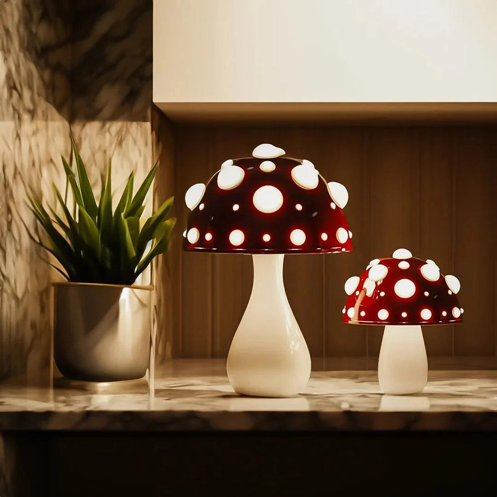 Elegant White Ceramic Mushroom Table Lamp for Living Room & Bedroom